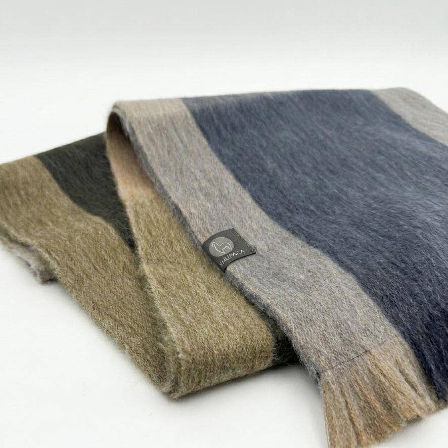 Olive Plaid Alpaca Scarf