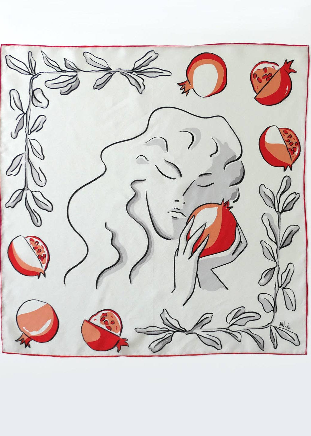 Persephone Silk Hand Printed Small Scarf
