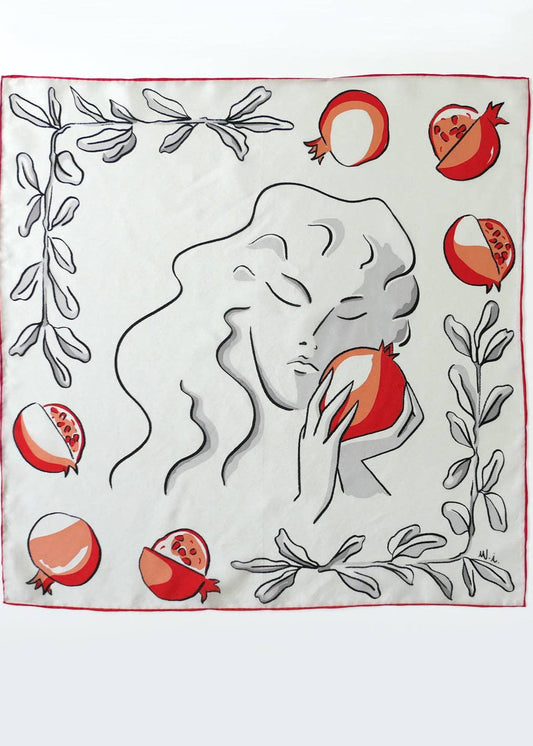 Persephone Silk Hand Printed Small Scarf