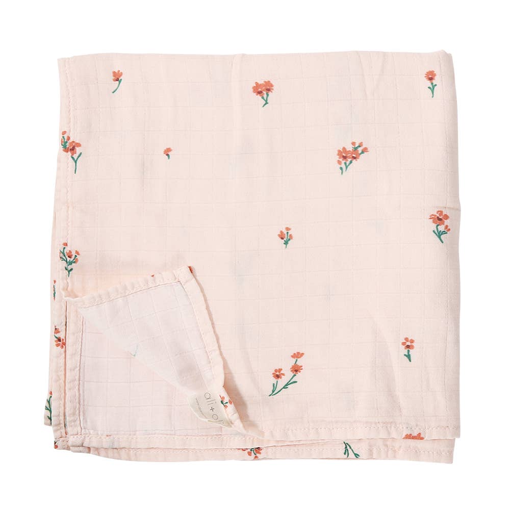 Bamboo Muslin Swaddle Blanket (Petite Posies)