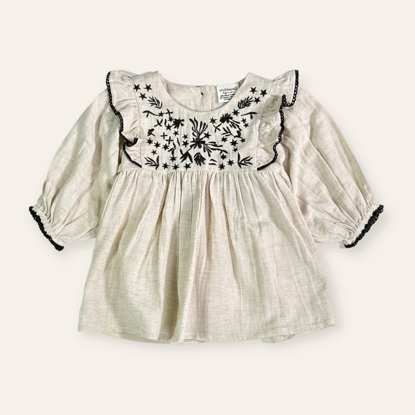 Embroidered Ruffle Flare Baby Dress 6-12months