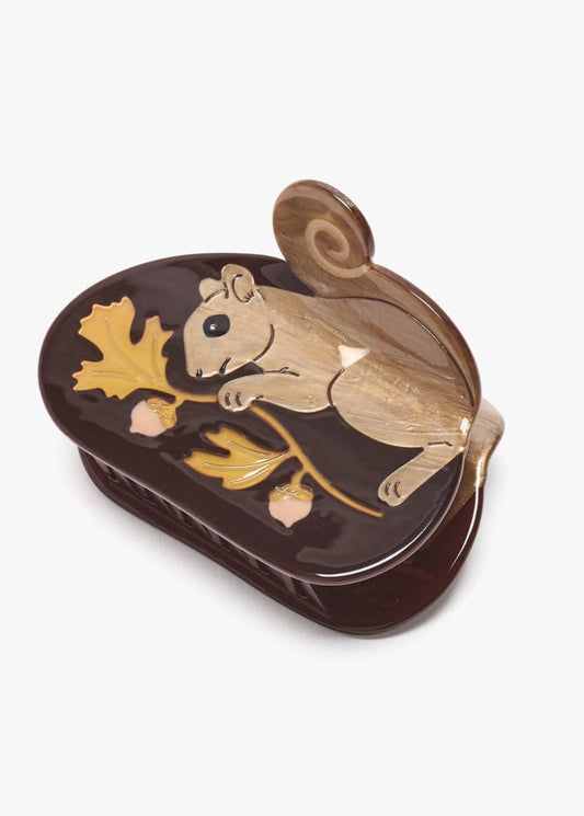 Oak Acorn Squirrel Autumn Harvest Hair Claw Clip