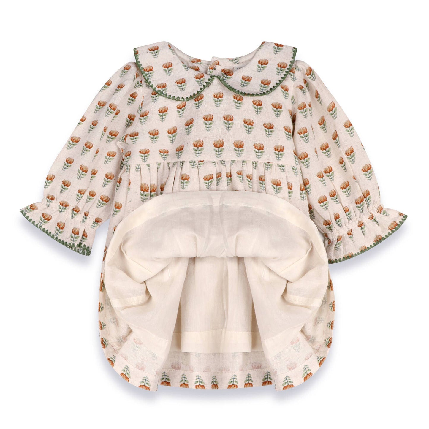 Block Print Floral Baby Dress & Bloomer Set