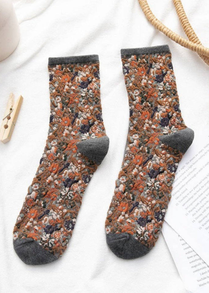 Autumn Embroidered Socks