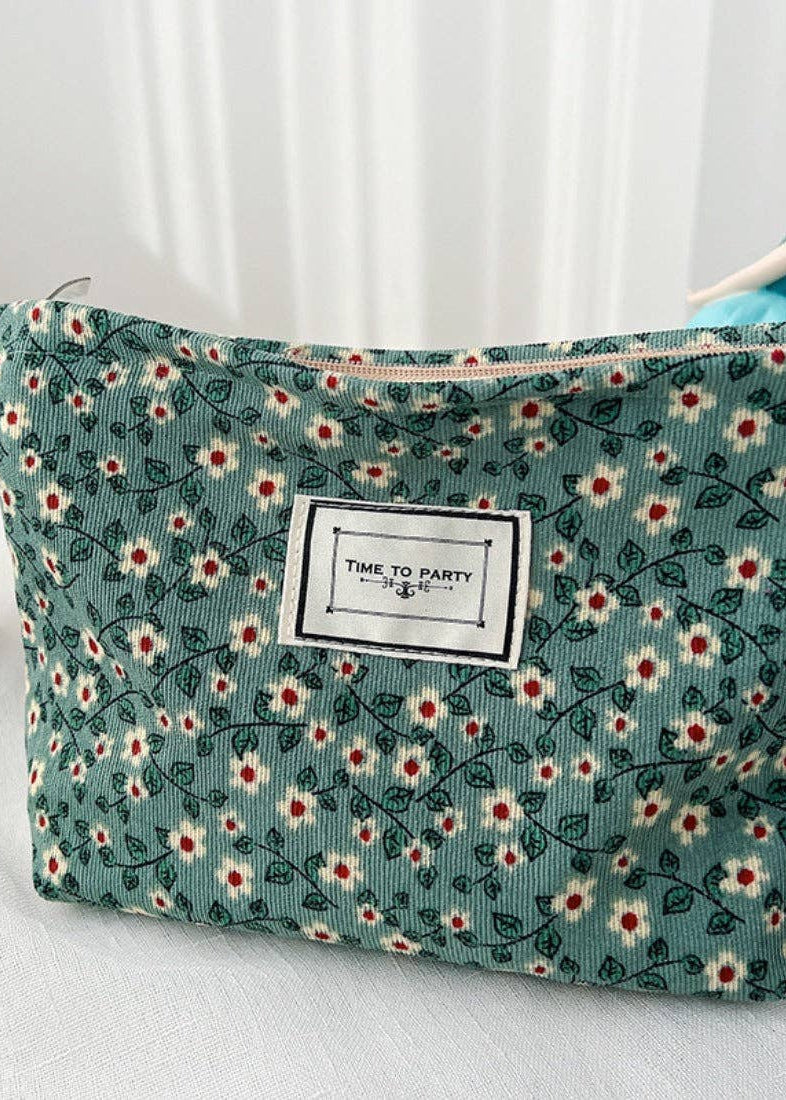 Corduroy Floral Pouch