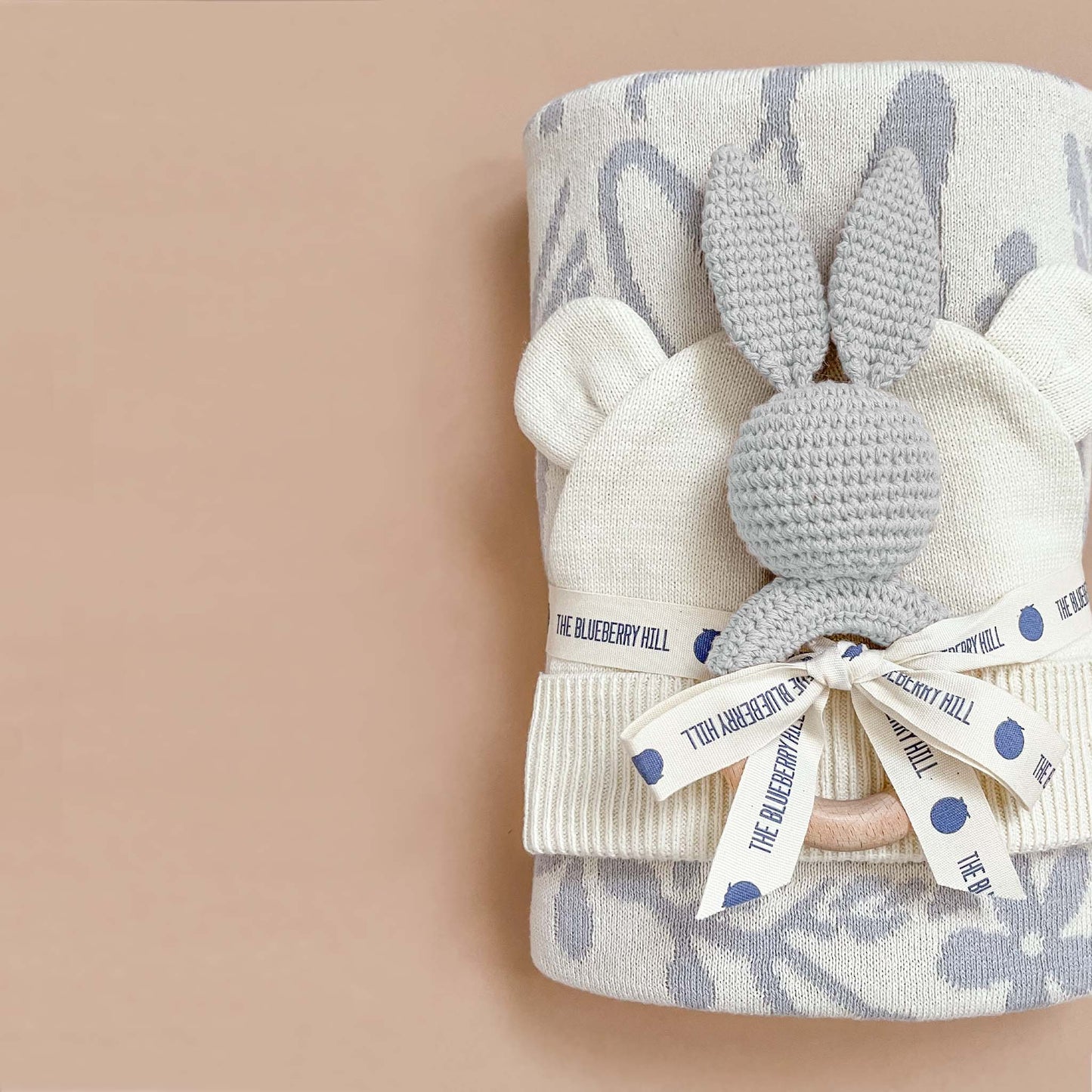 Cotton Crochet Blue Bunny Teether Rattle