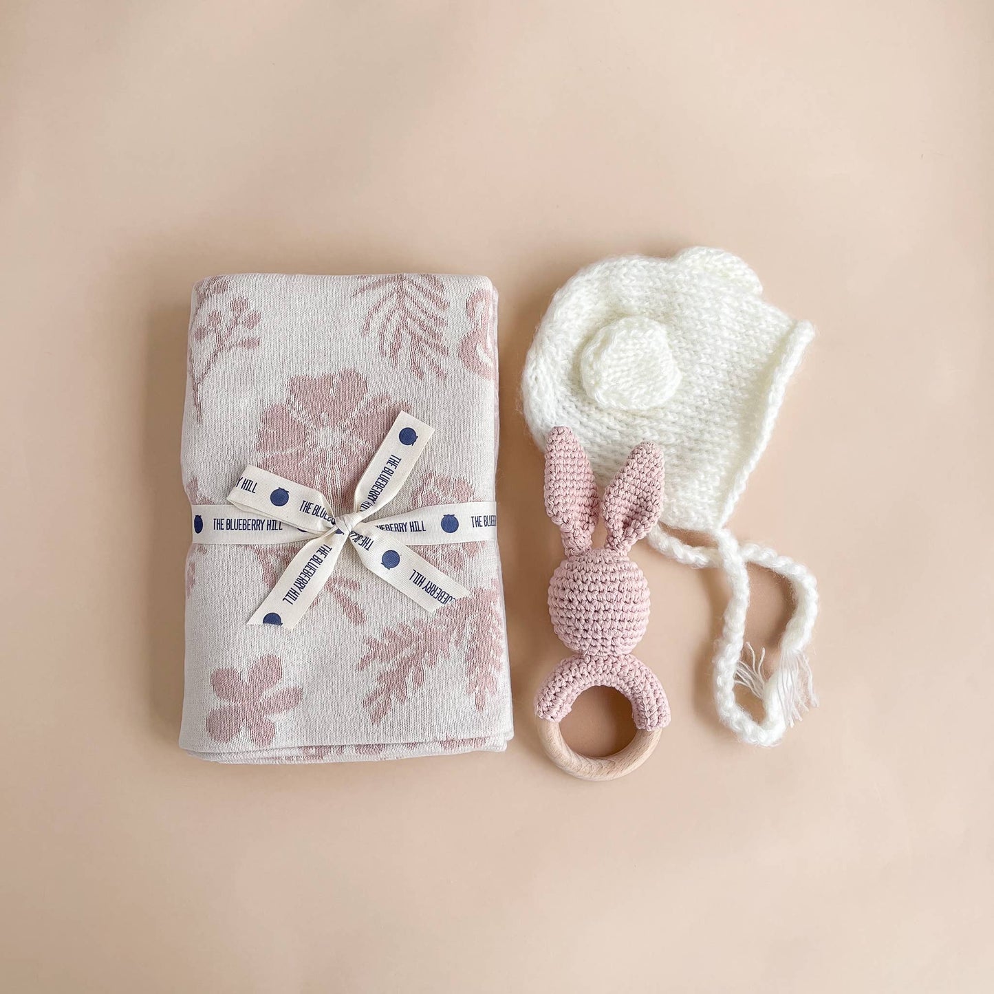 Cotton Crochet Pink Bunny Teether Rattle