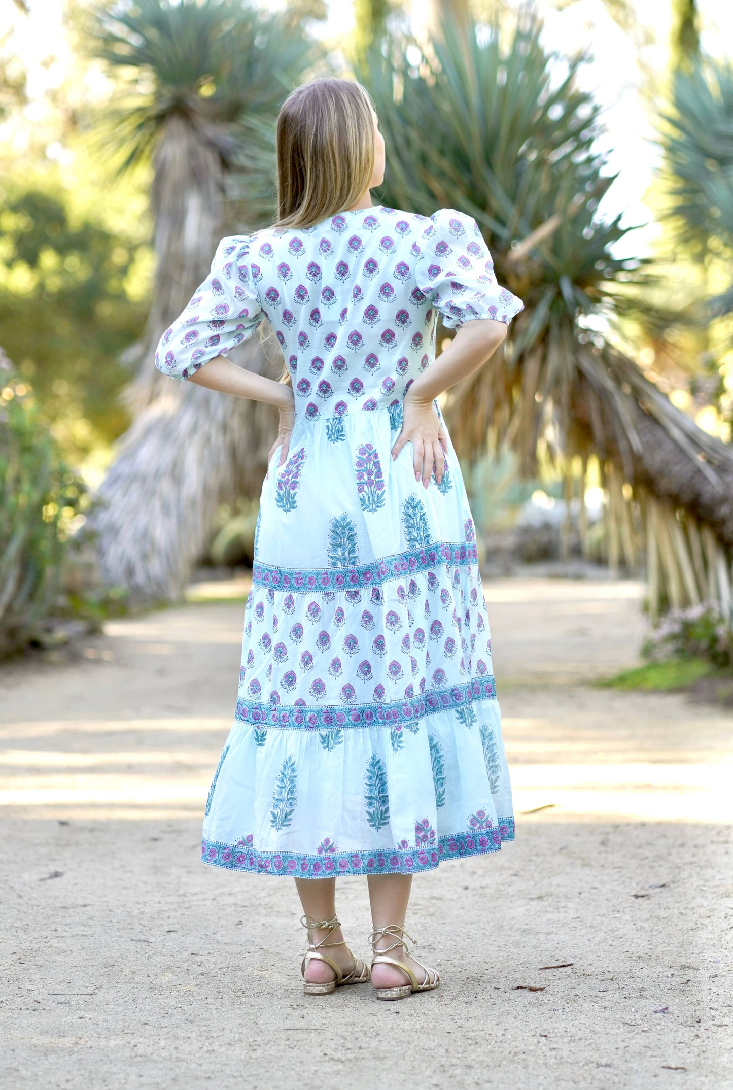 Remi Aqua Block Print Maxi Dress