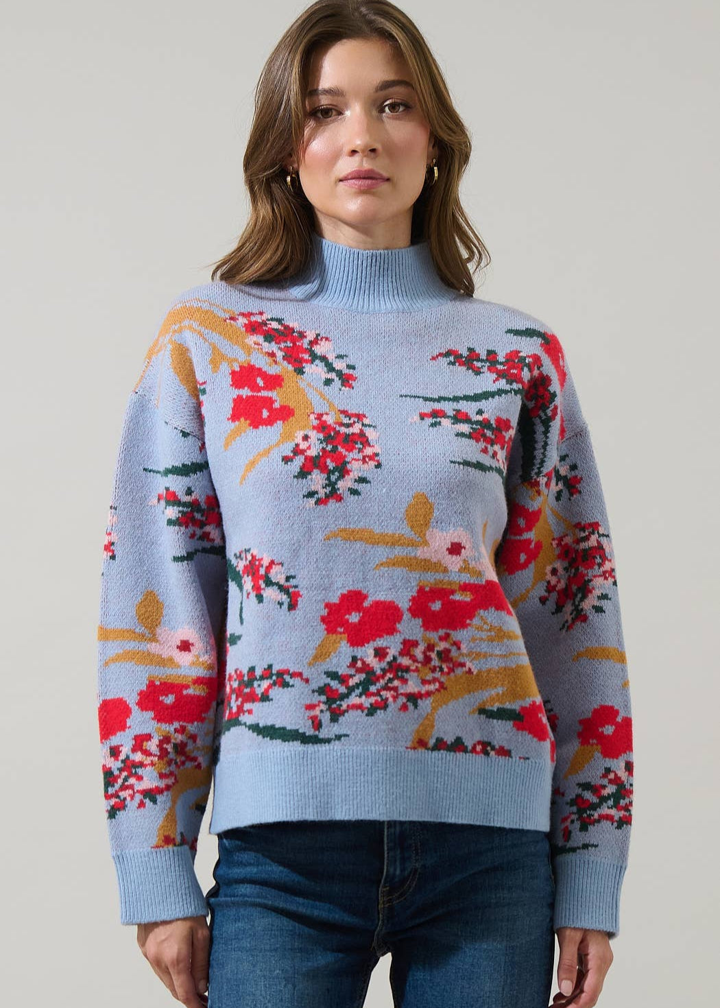 Fifi Floral Mock Neck Sweater