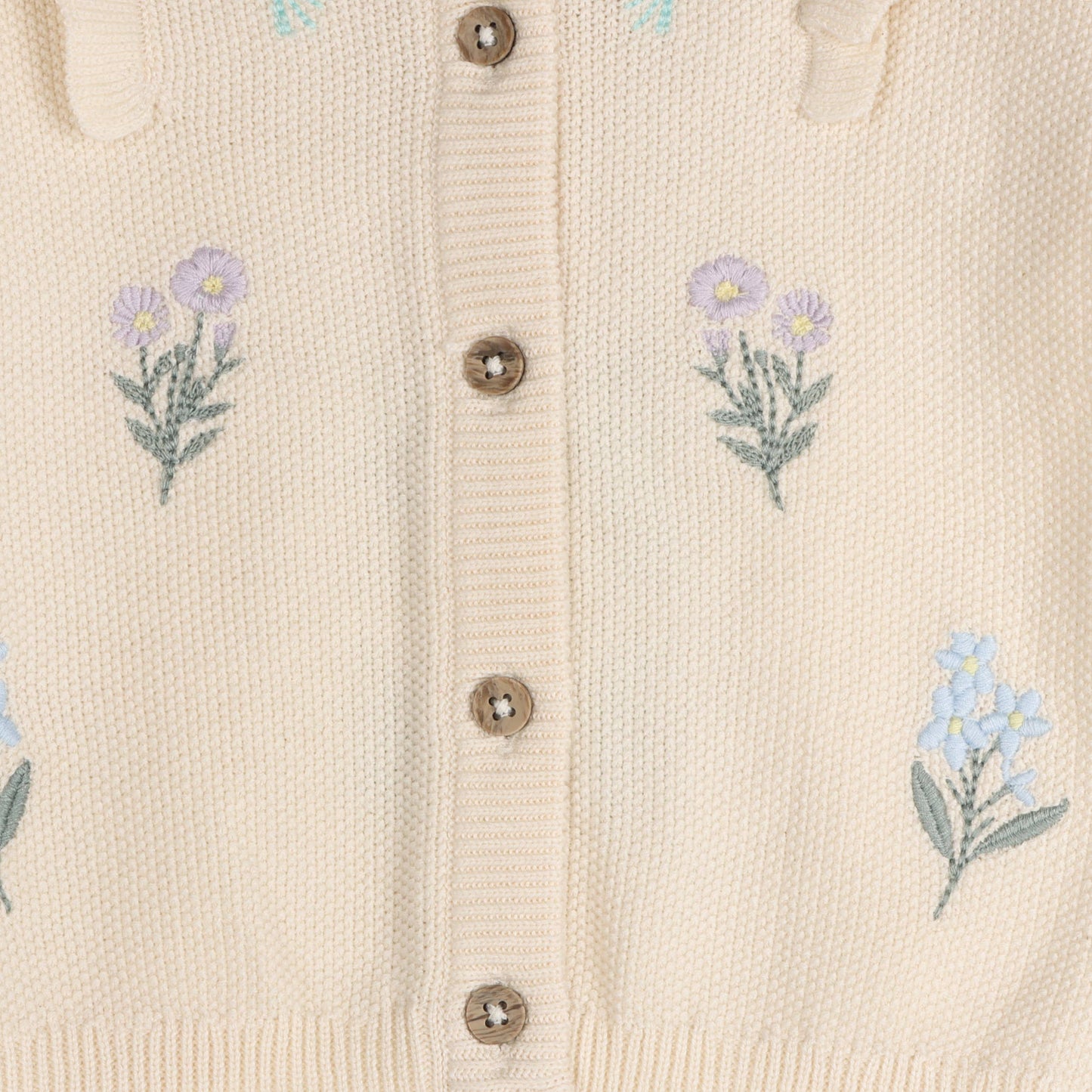 Ruffle Floral Embroidered Baby Sweater Cardigan