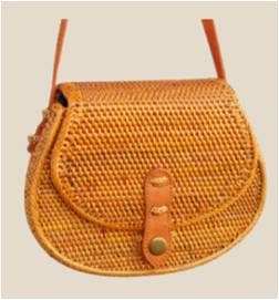 Rattan Saddle Crossbody Bag