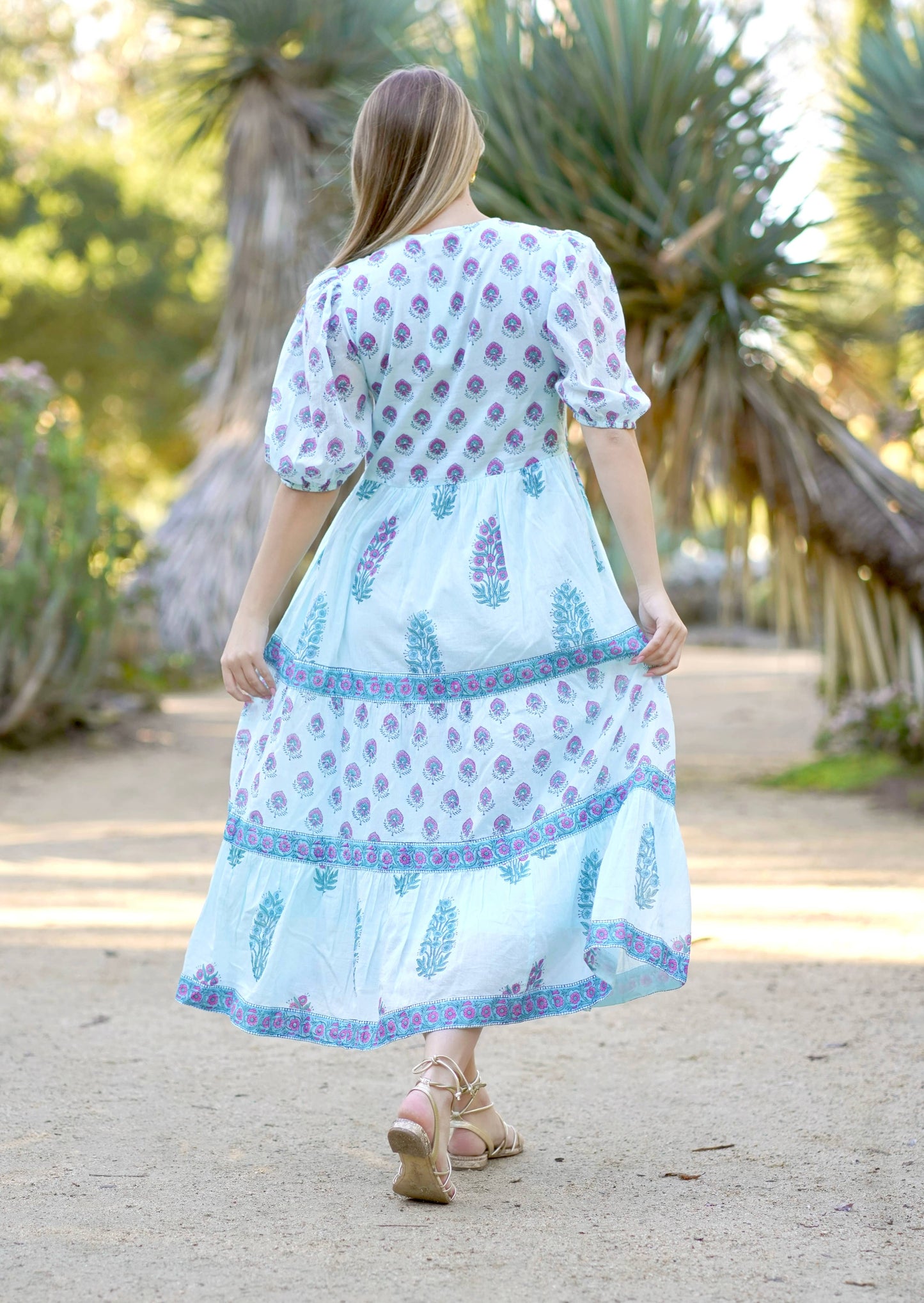 Remi Aqua Block Print Maxi Dress
