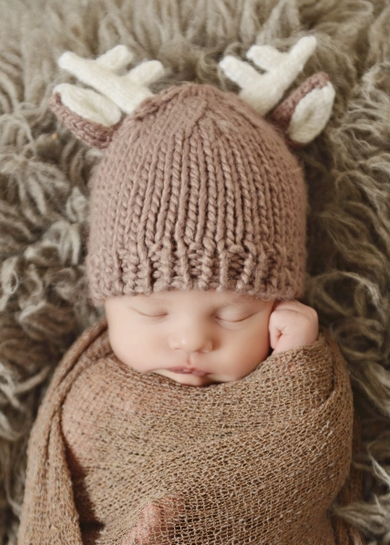 Hartley Deer Tan | Hand Knit Kids & Baby Hat