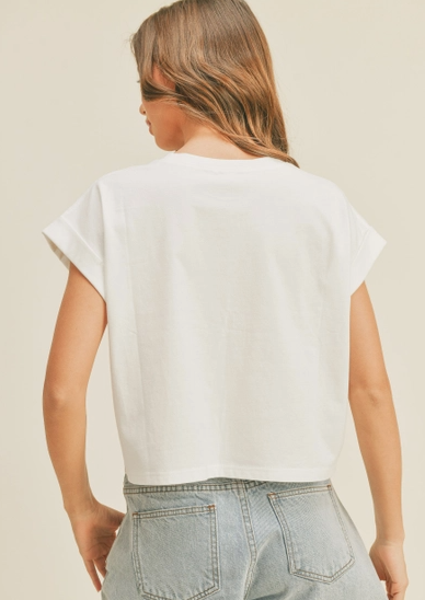 Round Neck Cuffed Sleeve T