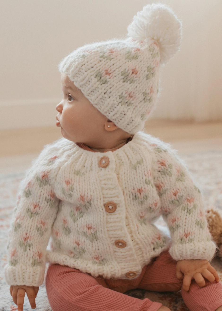 Bitty Blooms Blush Cardigan Sweater