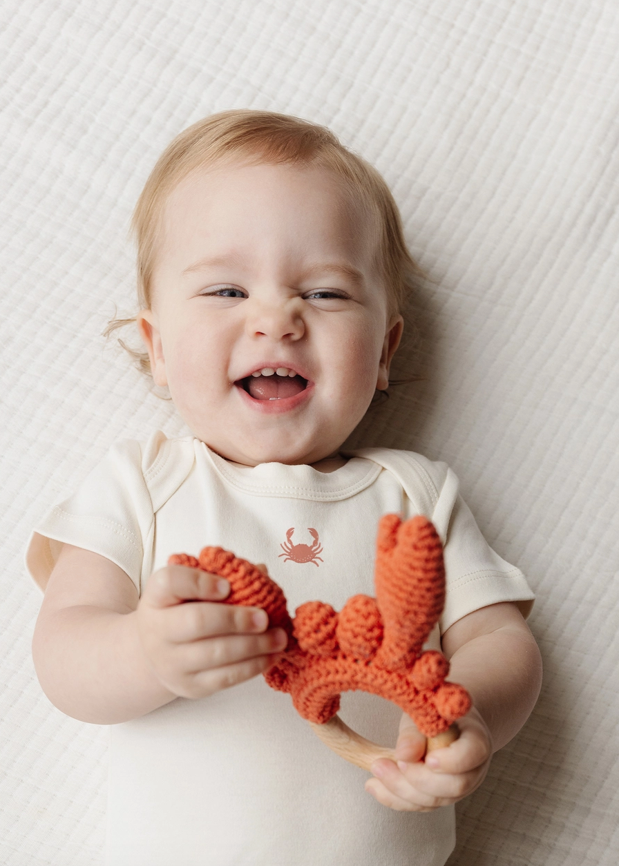Crab Crochet Teether Rattle