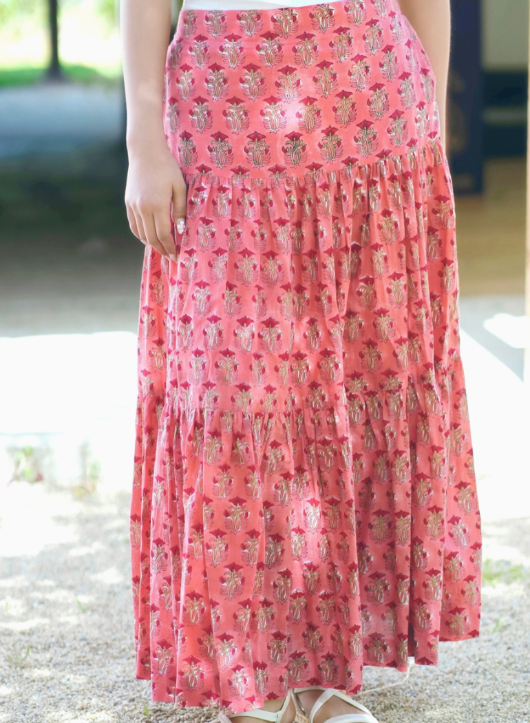 Terracotta Block Print Skirt