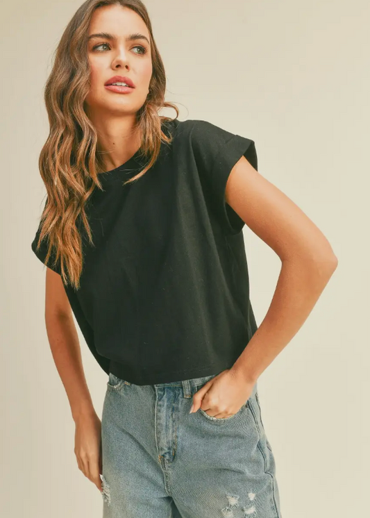 Black Cuff Sleeve T-Shirt