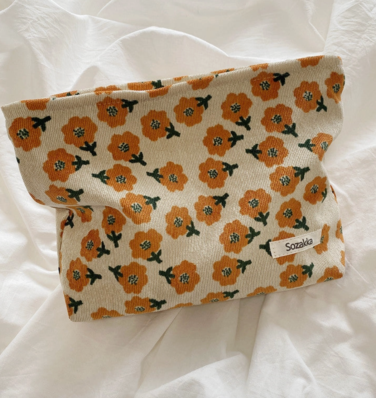 Floral Corduroy Pouch