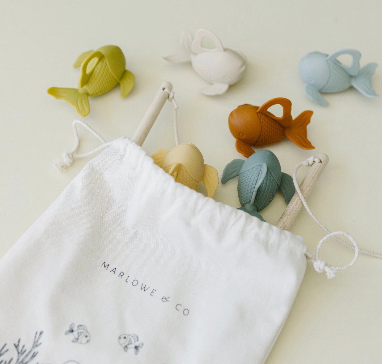 Silicone and Wood Fishing Play Set