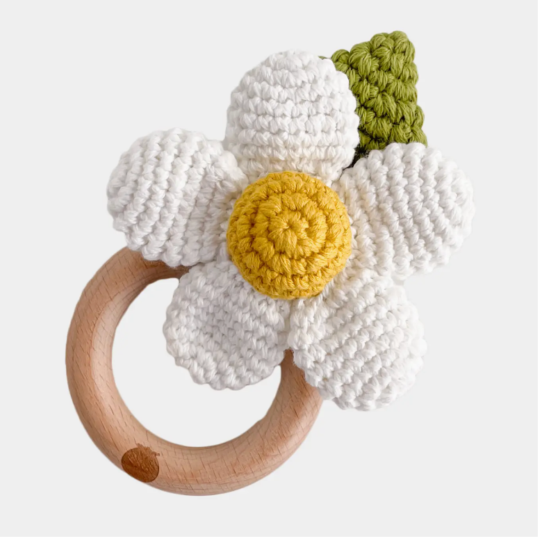 Daisy Cotton Crochet Rattle