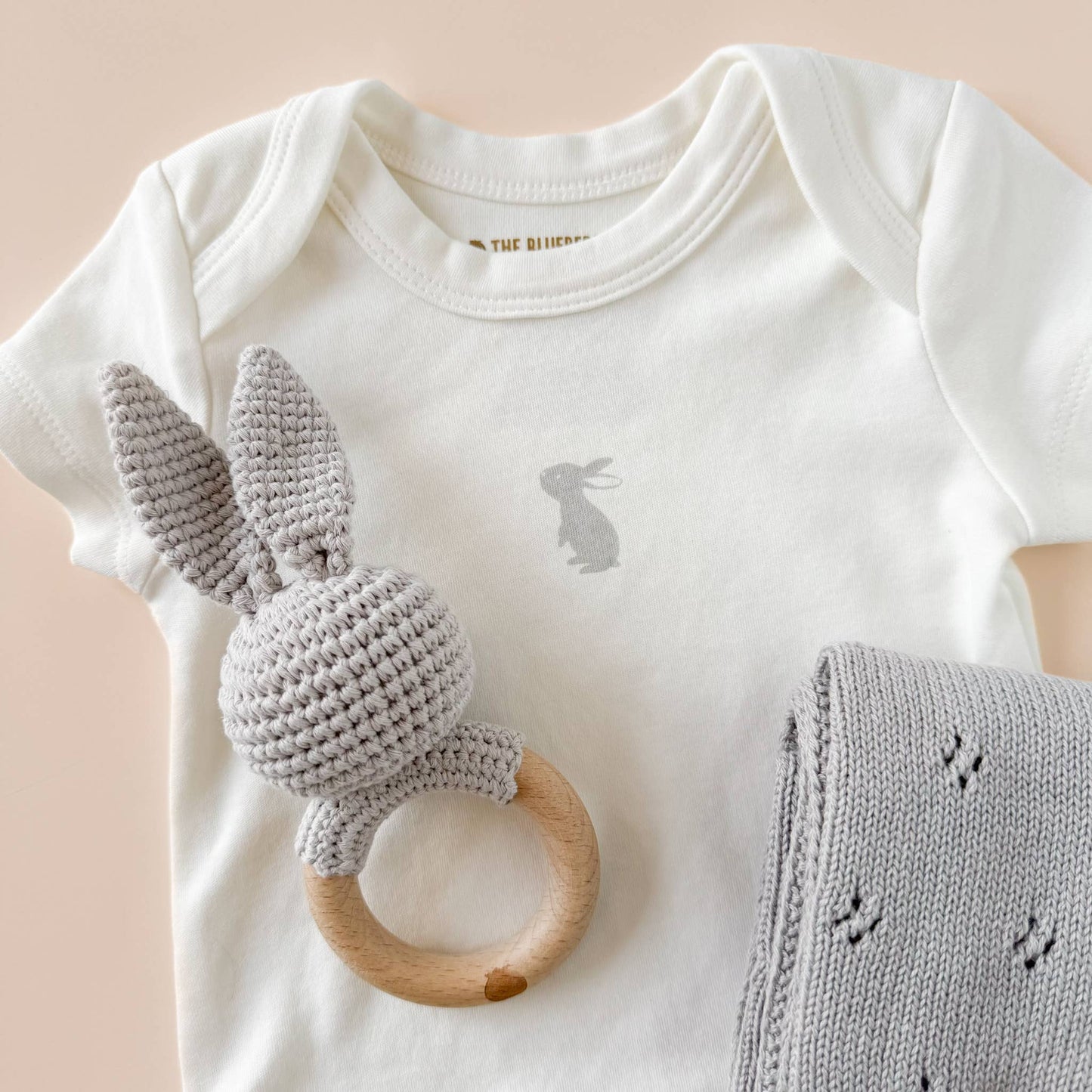 Cotton Crochet Blue Bunny Teether Rattle
