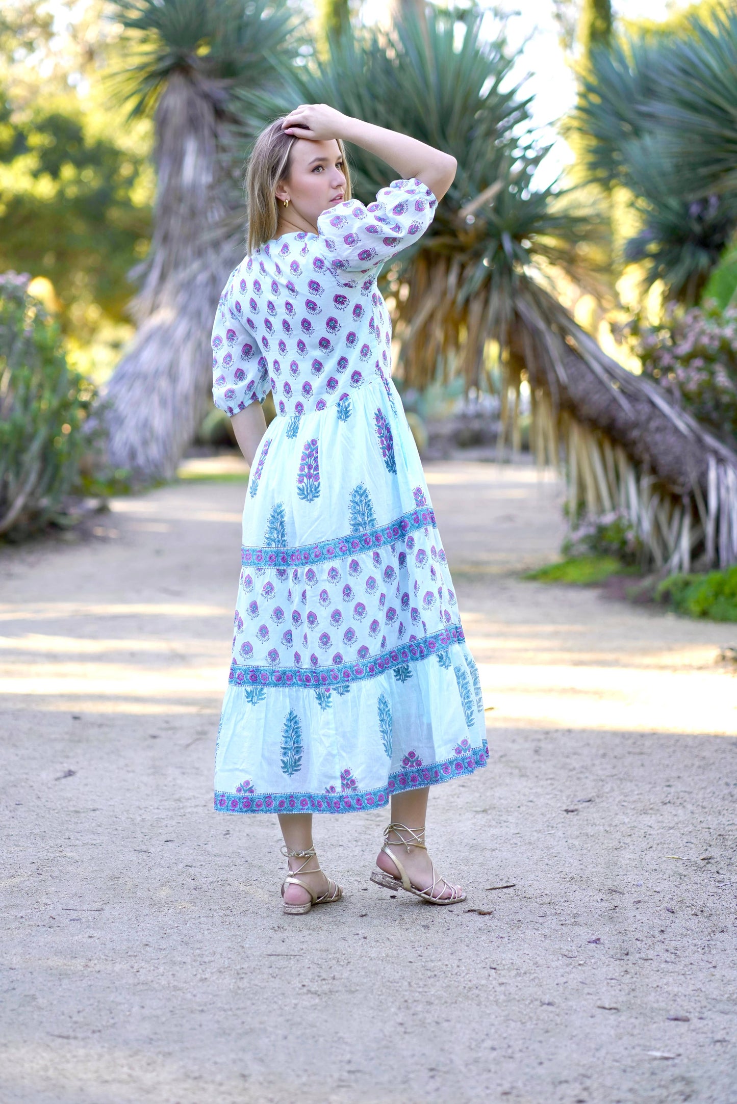 Remi Aqua Block Print Maxi Dress