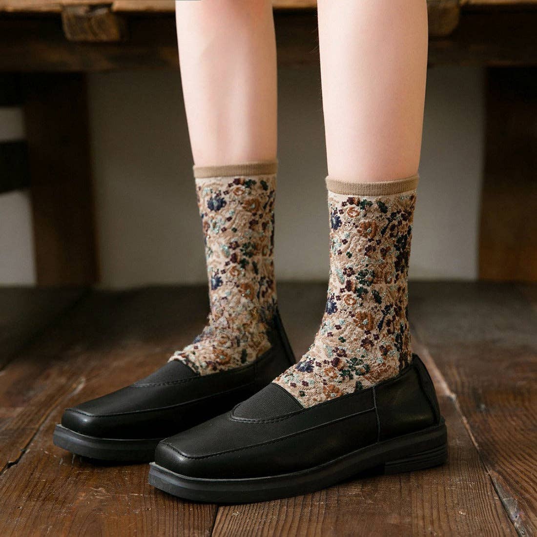 Autumn Embroidered Socks