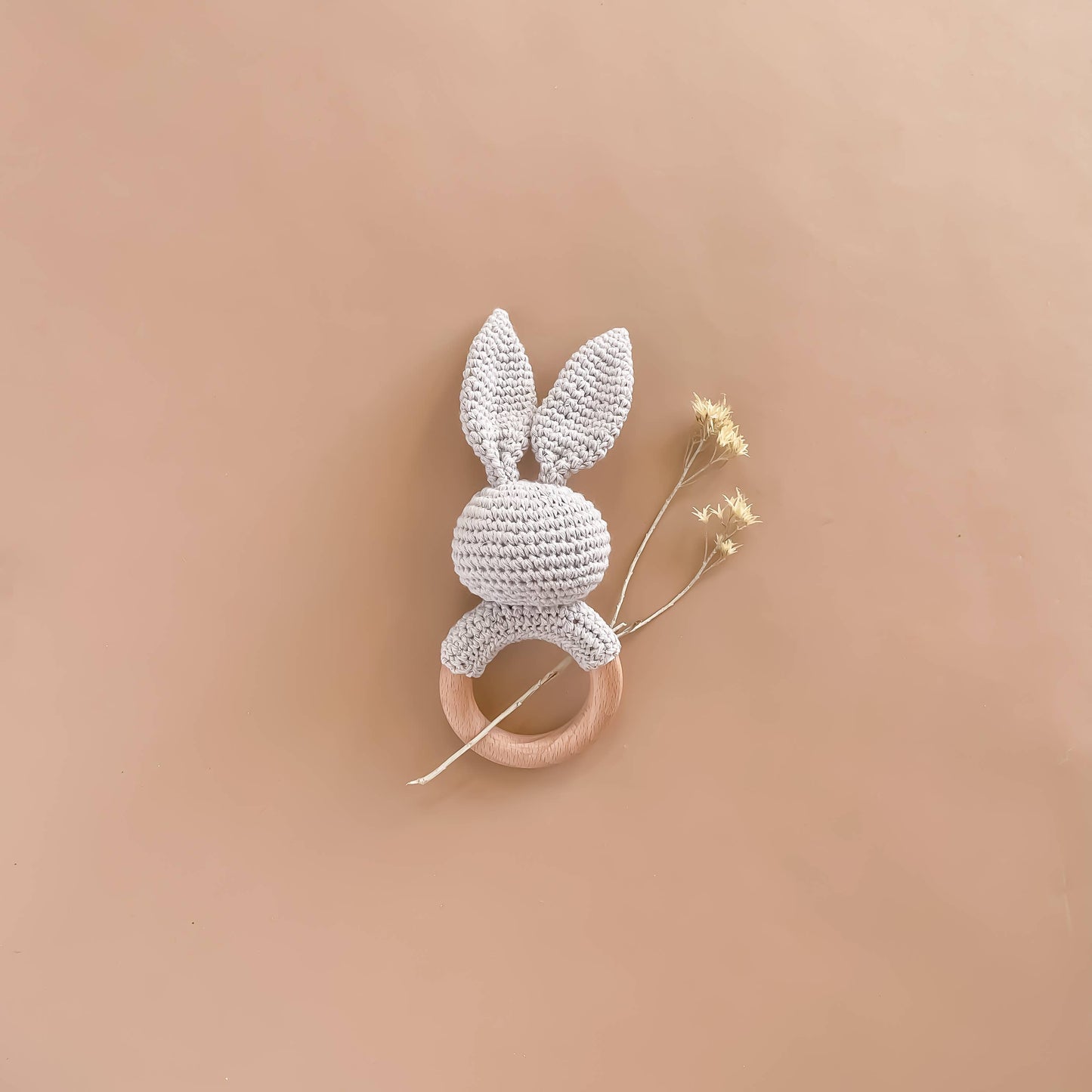 Cotton Crochet Blue Bunny Teether Rattle
