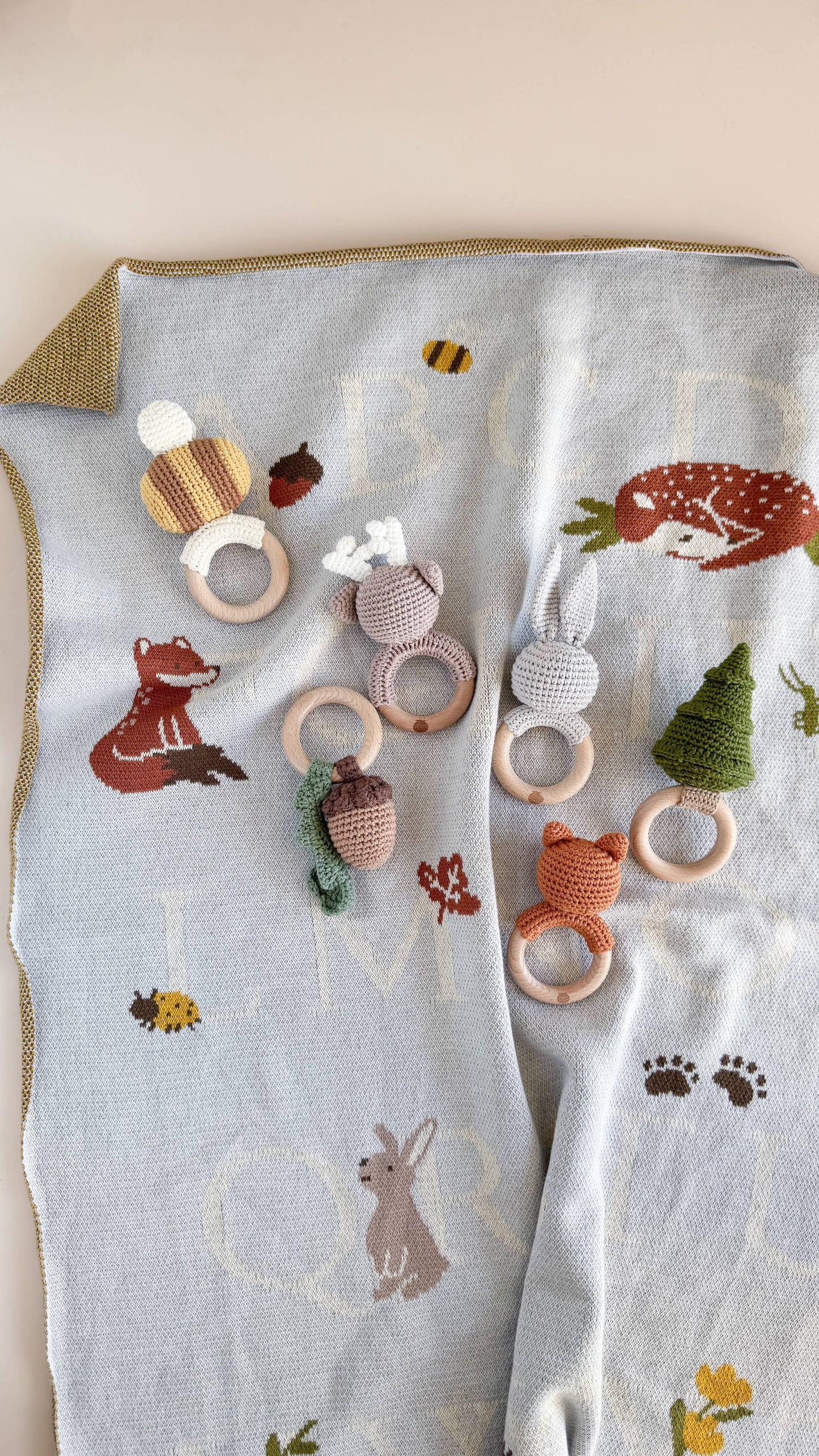 Cotton Crochet Fox Teether Rattle