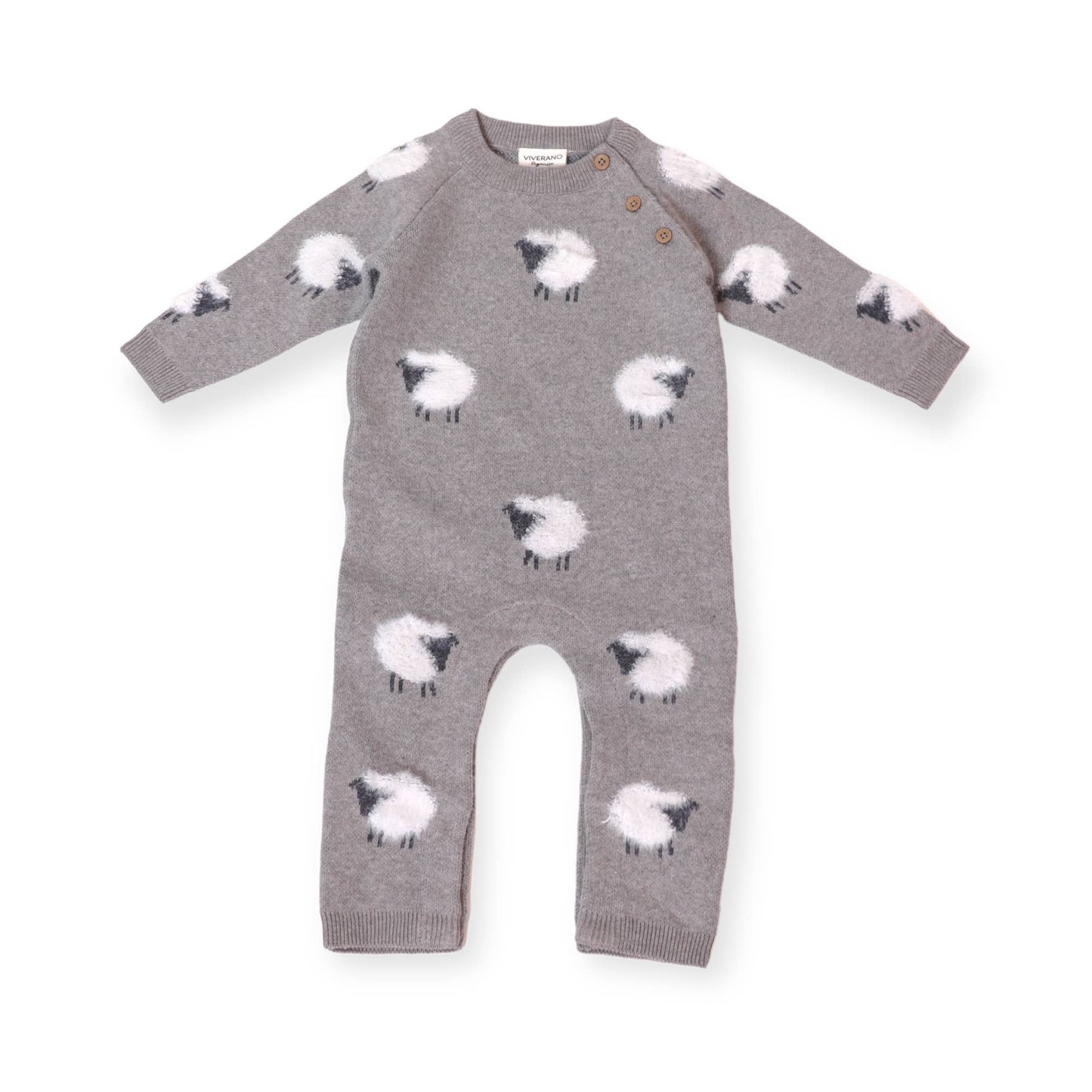 Furry Sheep Jacquard Knit Baby Jumpsuit