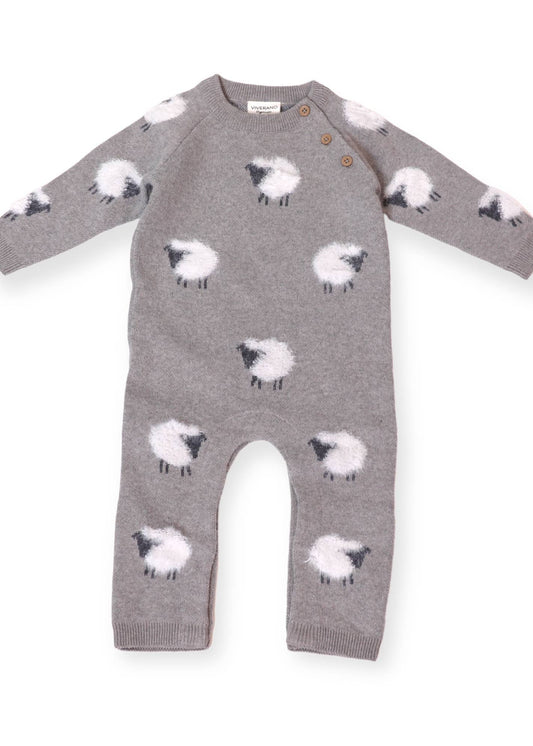 Furry Sheep Jacquard Knit Baby Jumpsuit