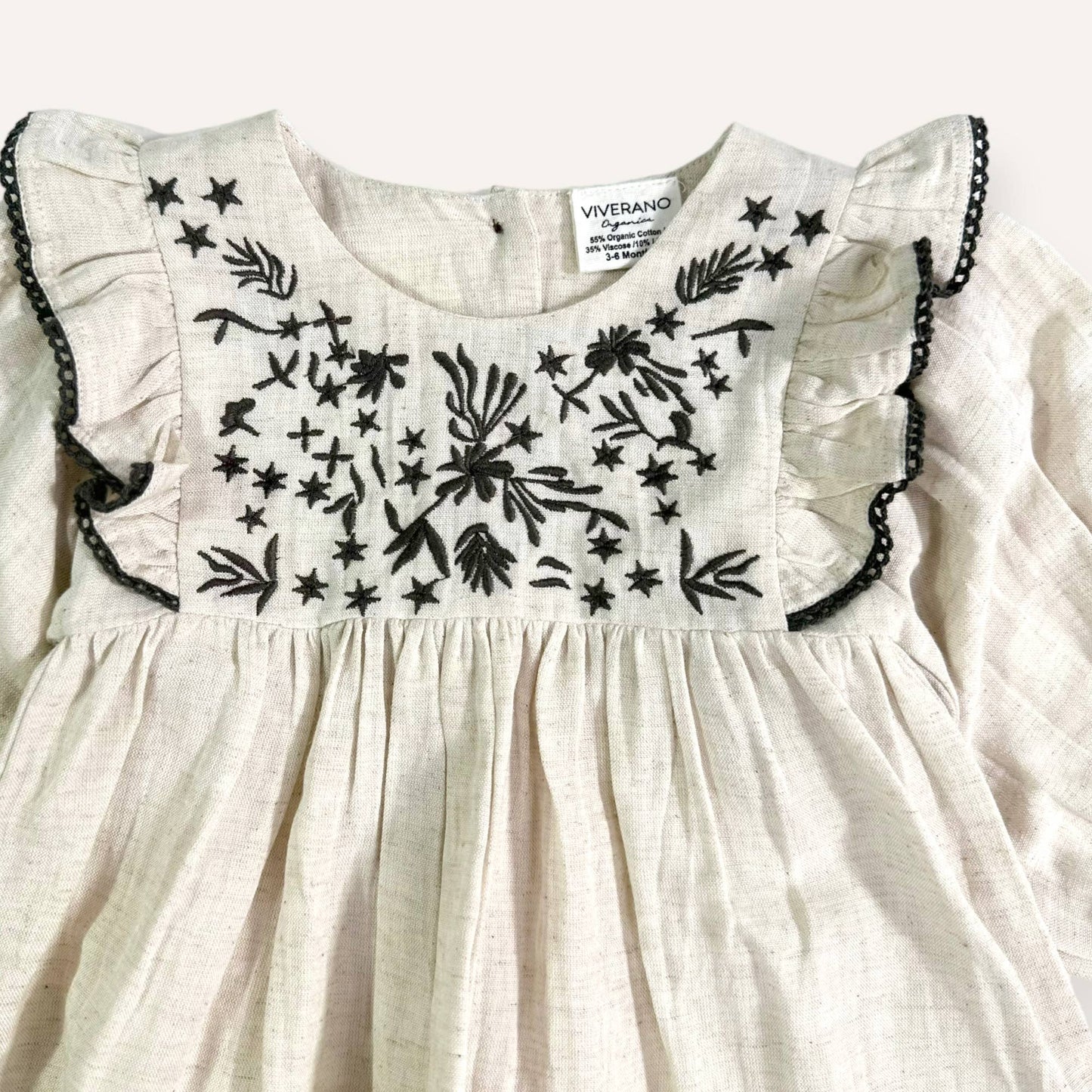 Embroidered Ruffle Flare Baby Dress 6-12months