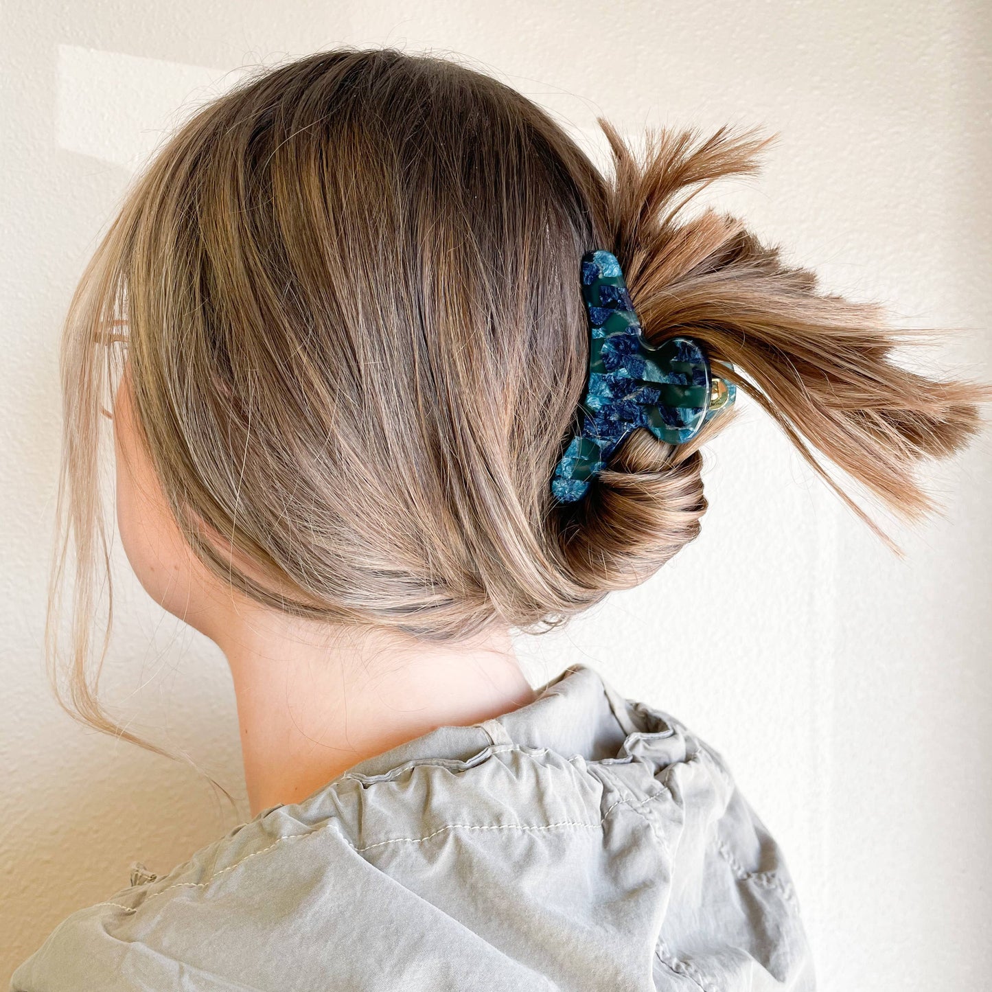 French Claw in Cerulean | Deep Blue Teal Acetate Claw