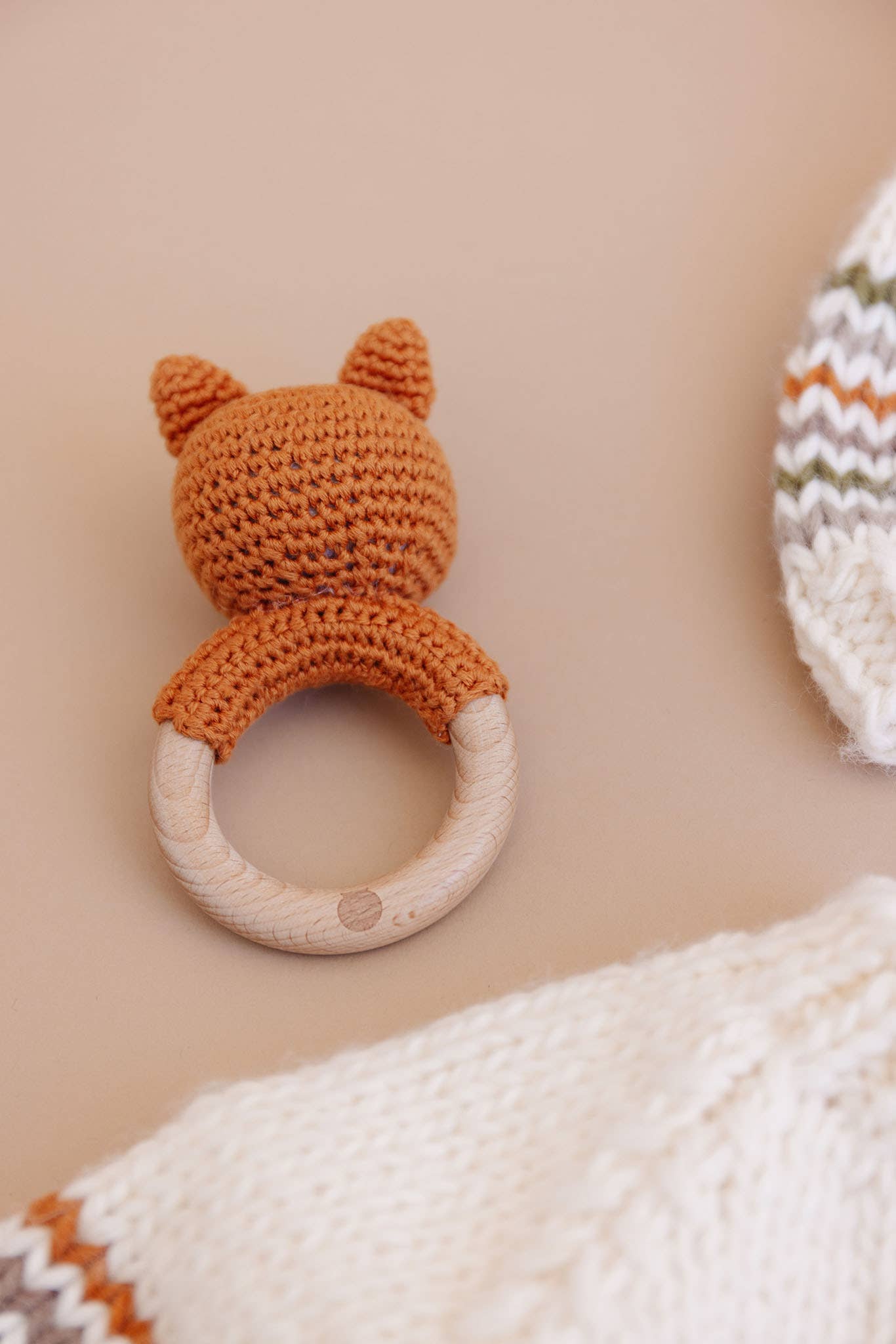 Cotton Crochet Fox Teether Rattle
