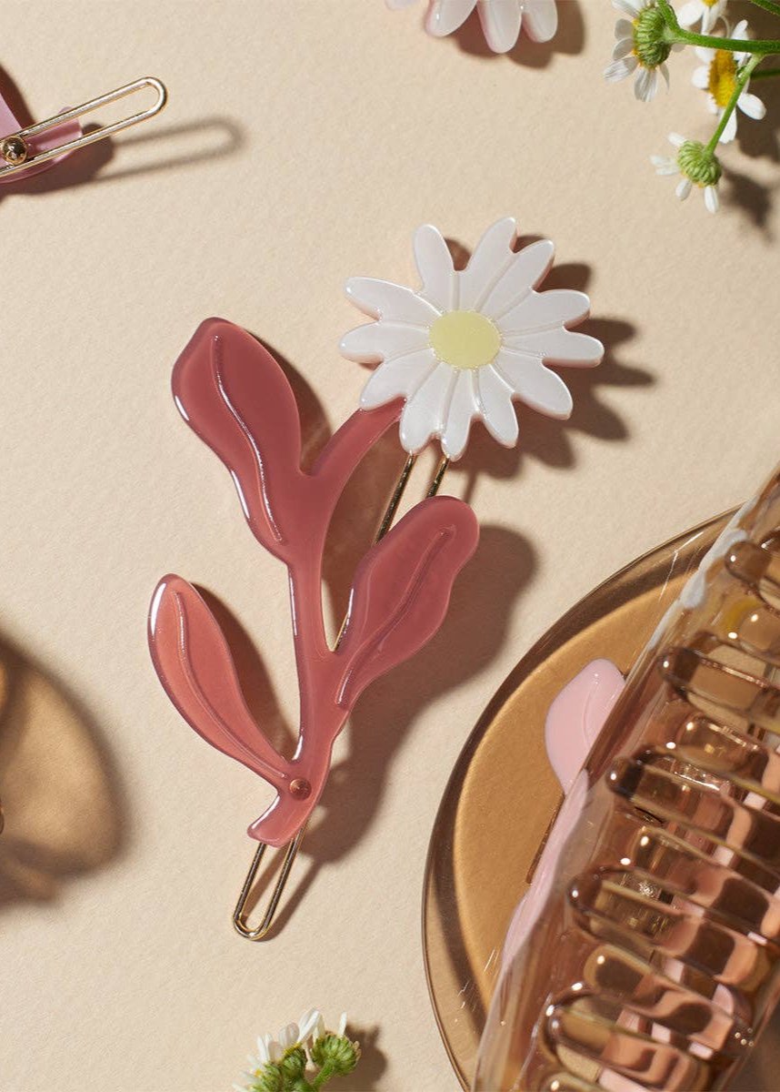 Marguerite Daisy Flower Barrette Hair Clip Set