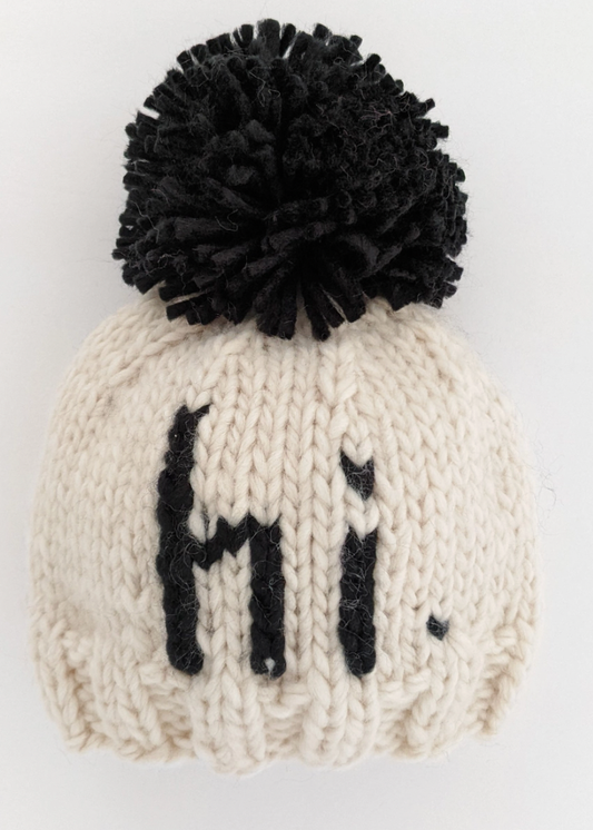"Hi" Hand Knit Beanie