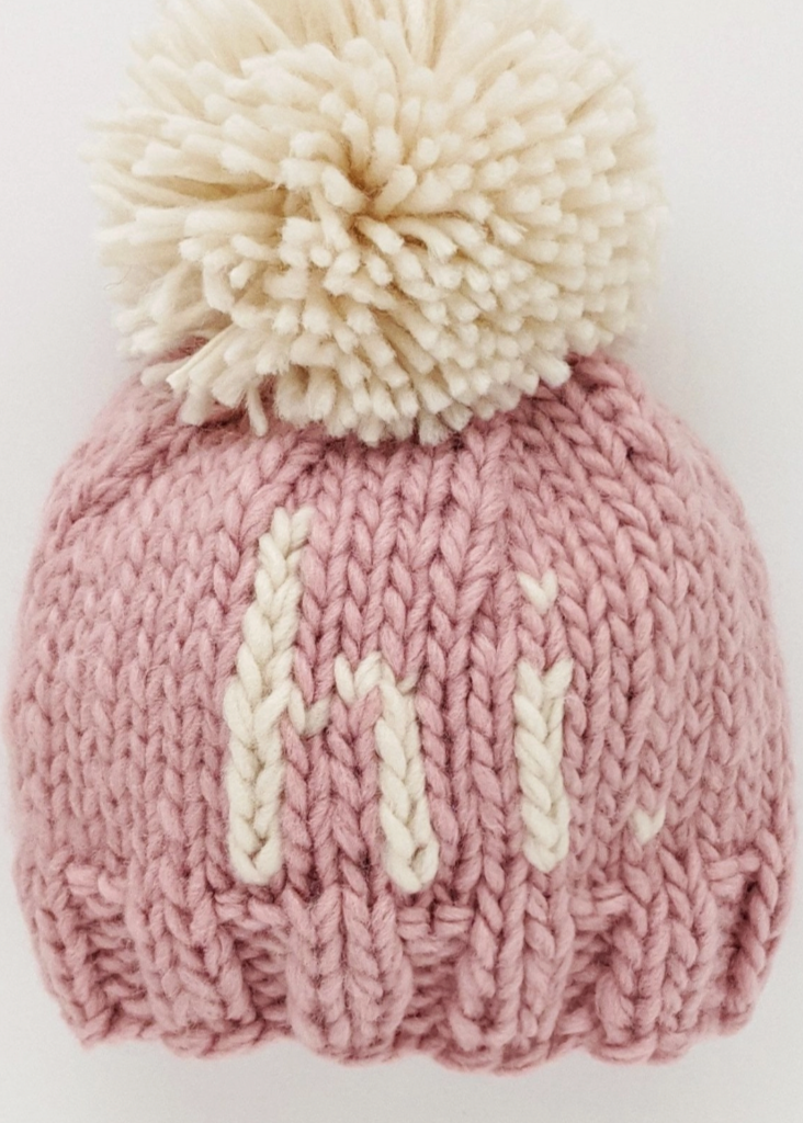 "Hi" Hand Knit Beanie