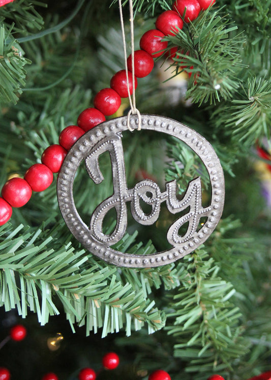 Joy Circle Metal Art Ornament