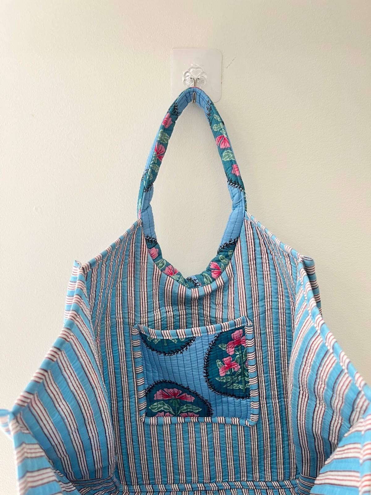 Sky Blue Floral Moon Bag