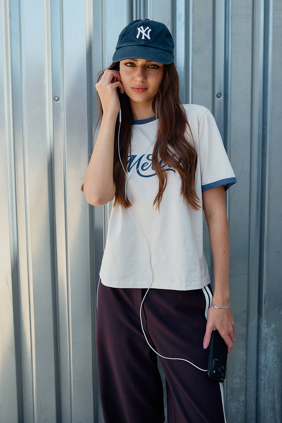 Merci Embroidered Contrast Trim Tee