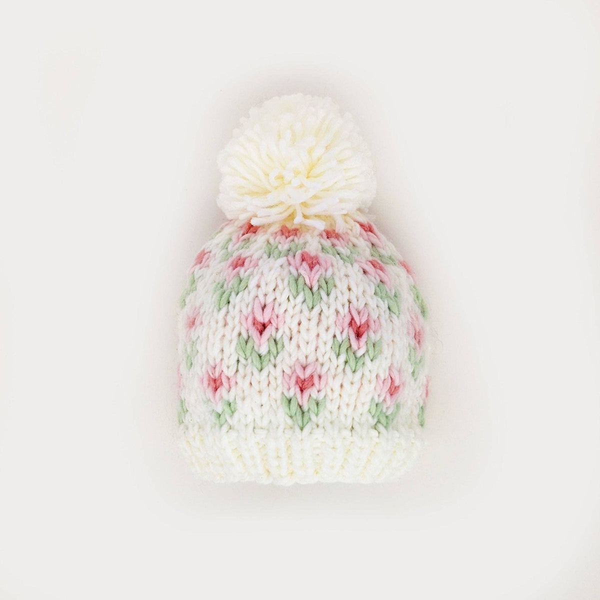 Bitty Blooms White Beanie Hat Baby & Kids: Medium (6-24 months)