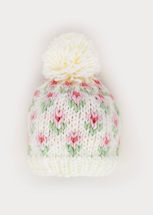 Bitty Blooms White Beanie Hat