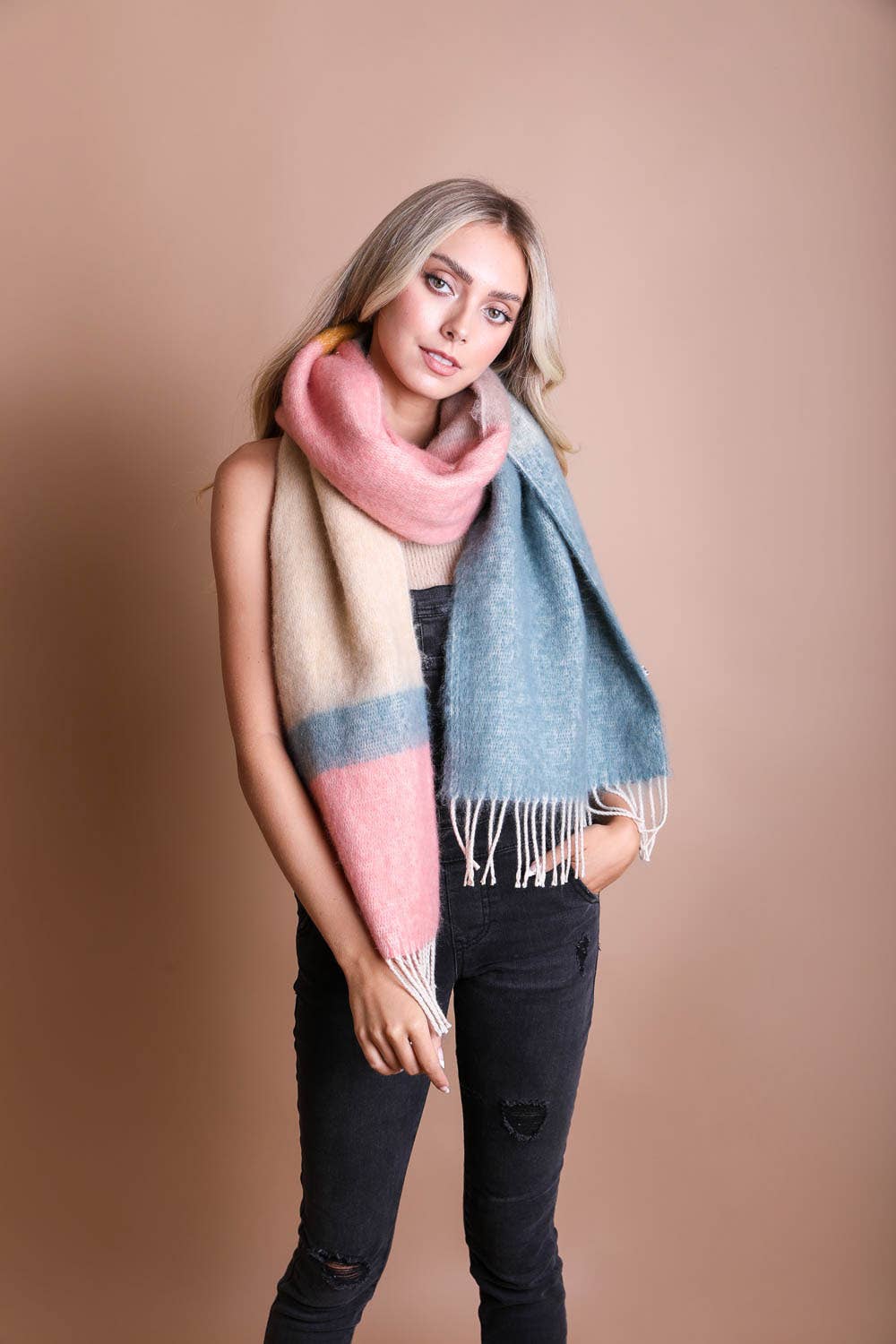 Color Block Soft Scarf