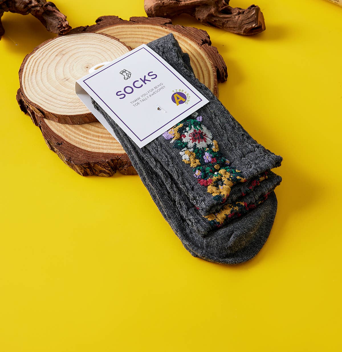 Rufia - Vintage Floral Print Summer Socks: WHITE / AVERAGE