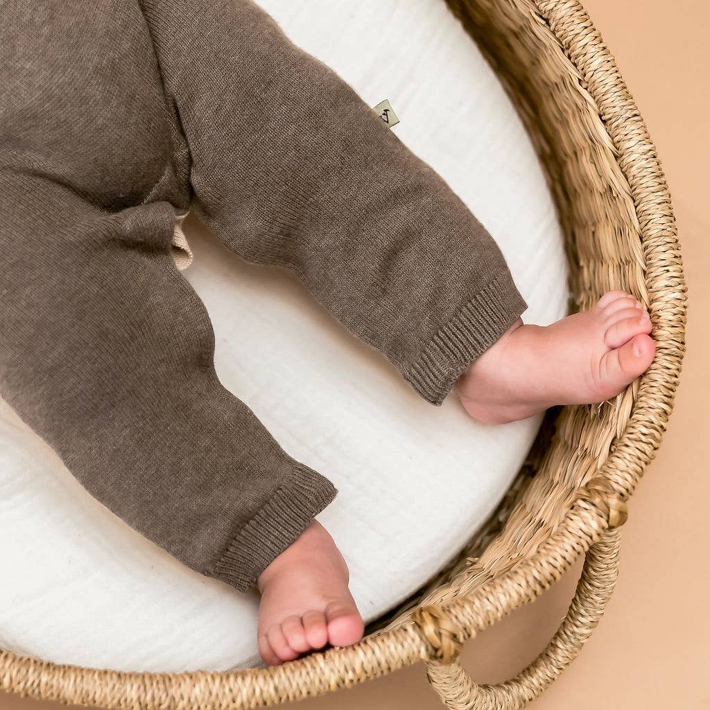 Cuddly Bear Embroidered Sweater Knit Baby Jumpsuit