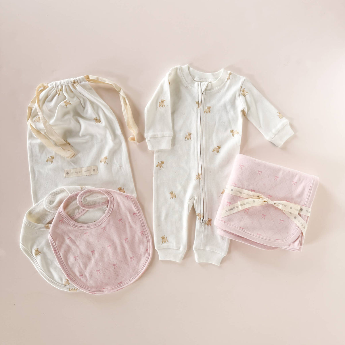Organic Layette  Zipper Romper Lamb Baby Newborn Gift: Cream / 0-3m