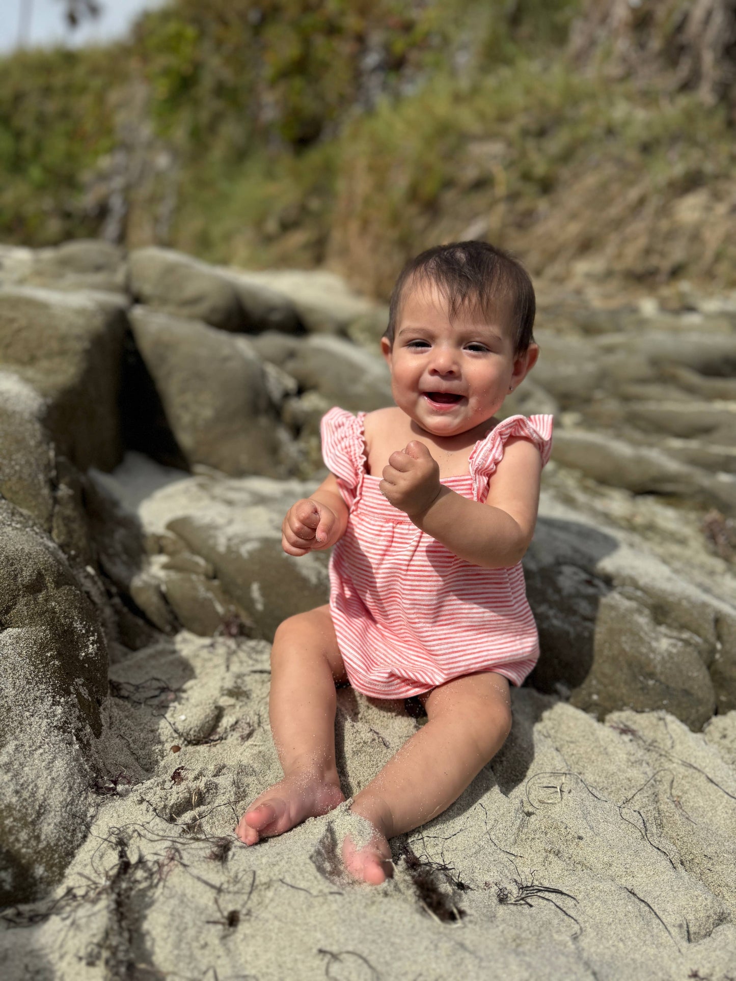 Maggie Red Stripe Romper
