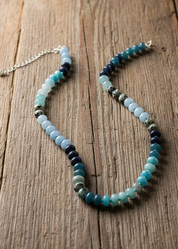 Agate Bead Necklace-Lake