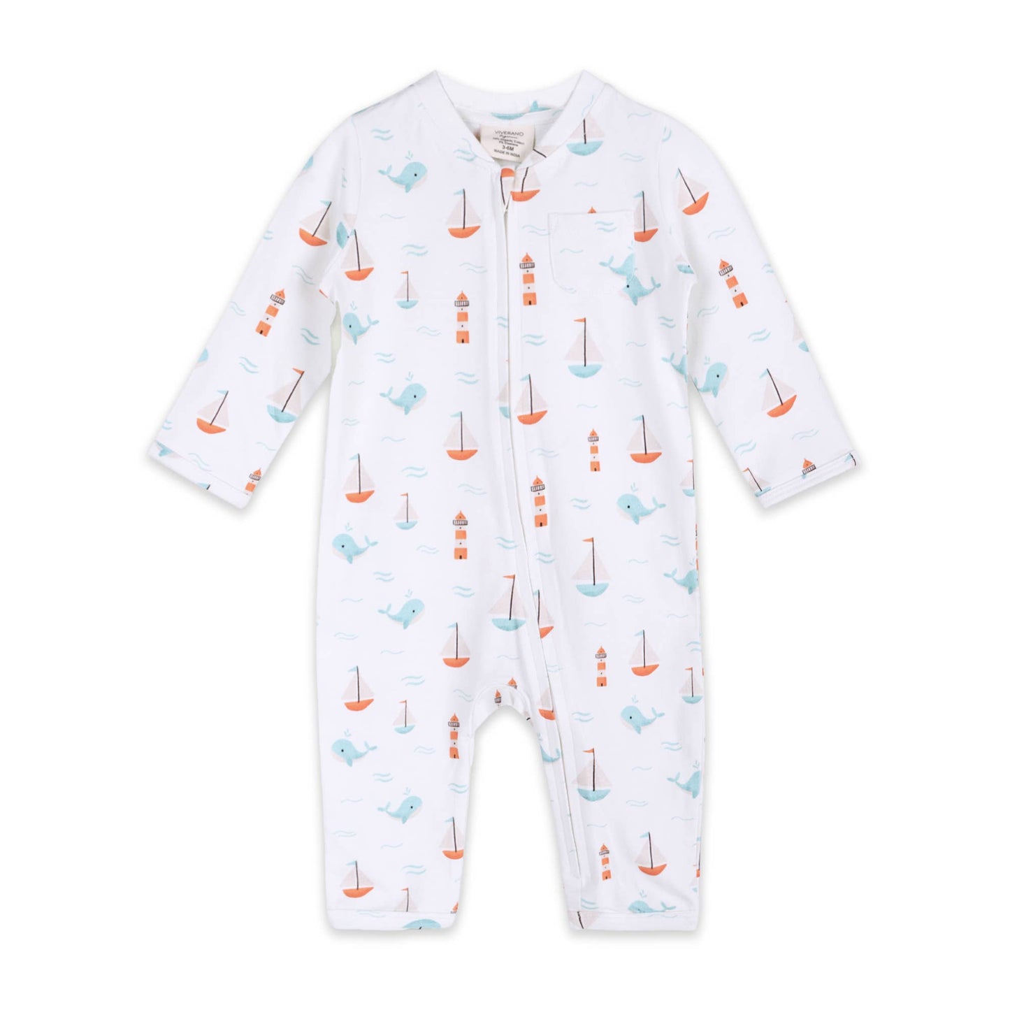 Sailboat Whales Baby Zipper Sleeper